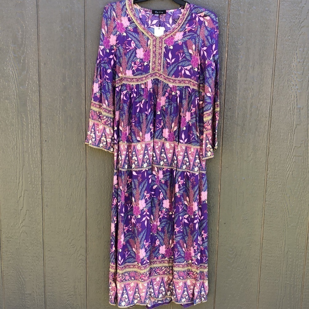 Hey Samy Floral Boho Maxi Dress Size S NWT - Picture 3 of 10